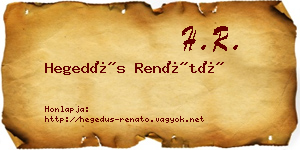 Hegedűs Renátó névjegykártya